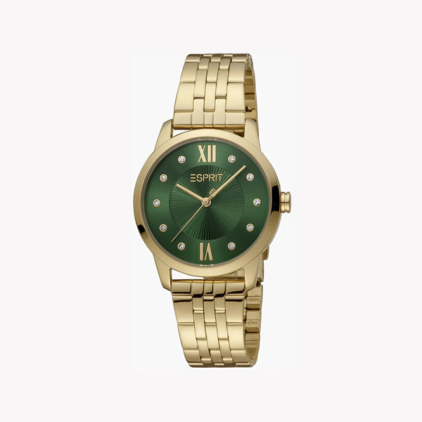 Esprit Women's Gold Stainless Steel Watch, Green Dial | Es1l032m0025 by i-watch