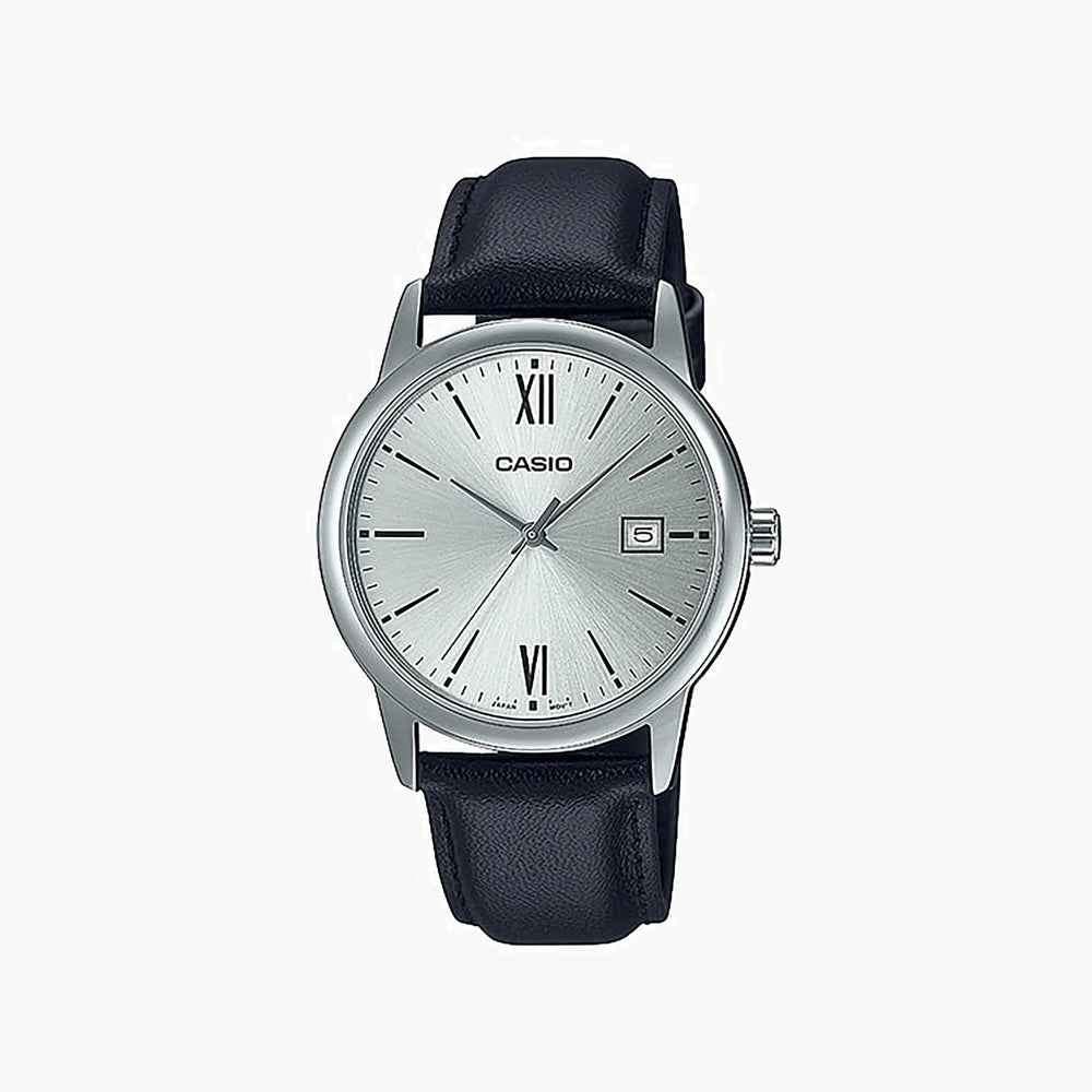 Casio Men's Silver Watch, Black Leather Band | Mtp-V002l-7b3udf by i-watch