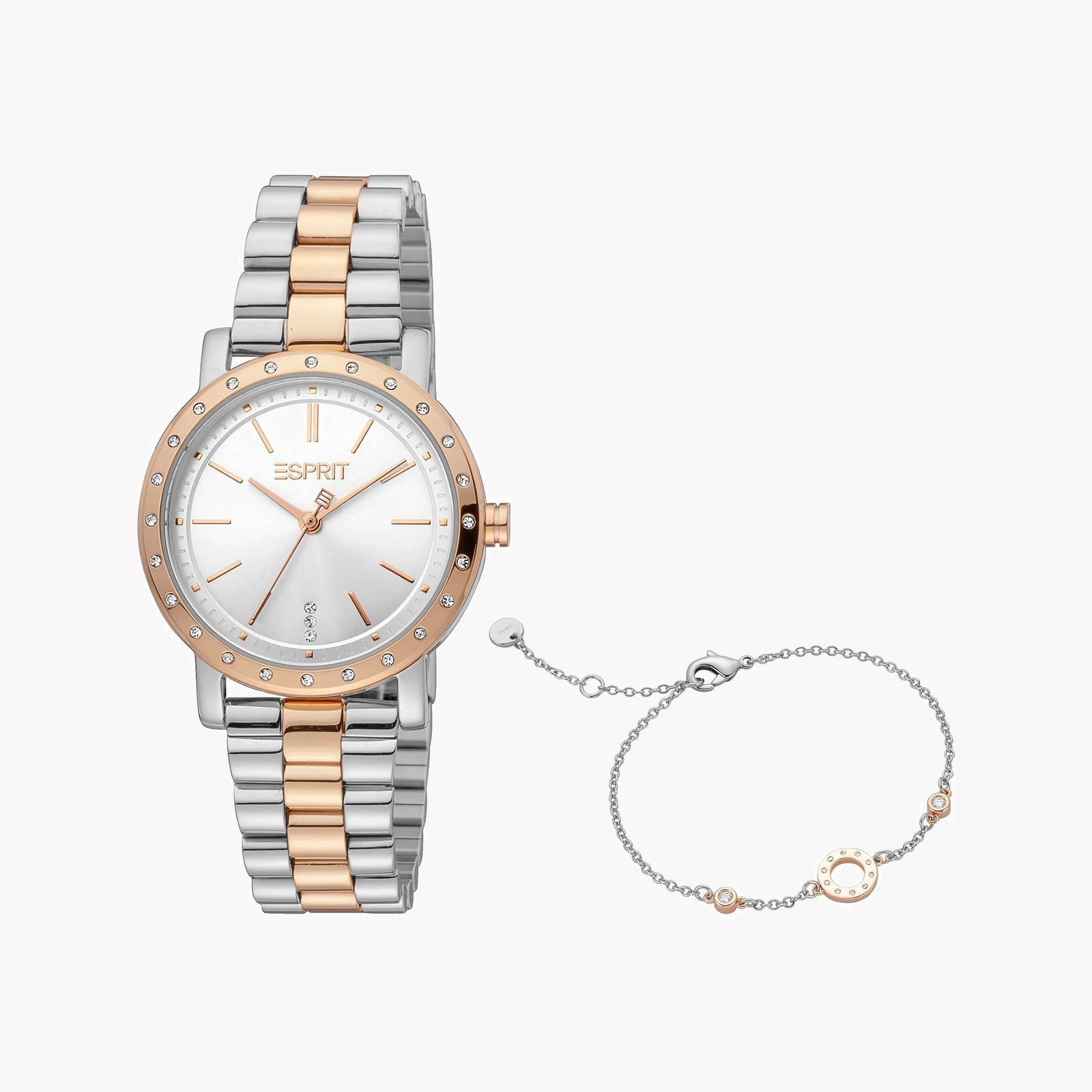Esprit Women's Silver & Rose Gold Watch, Silver Dial | Es1l020m0015 by i-watch