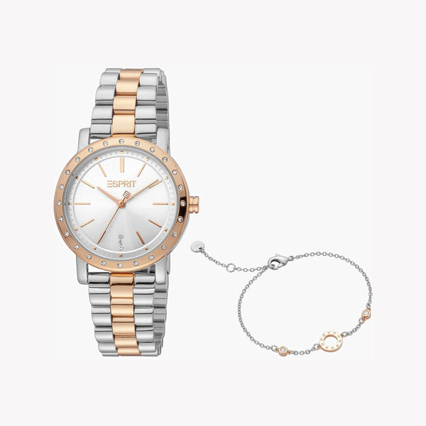Esprit Women's Silver & Rose Gold Watch, Silver Dial | Es1l020m0015 by i-watch