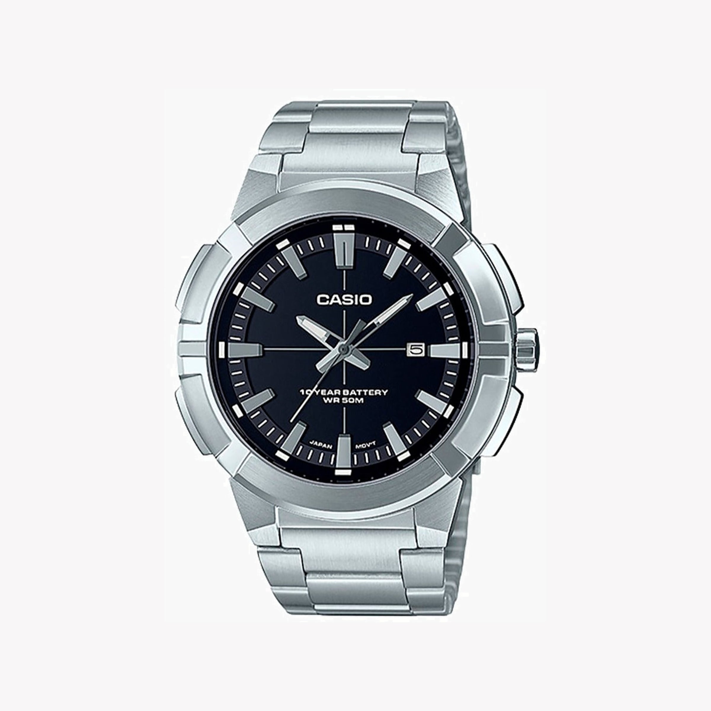 CASIO MTP-E172D-1AVDF ELEGANTLY TOUGH - MEN'S STAINLESS STEEL TIMEPIECE WITH BLACK DIAL