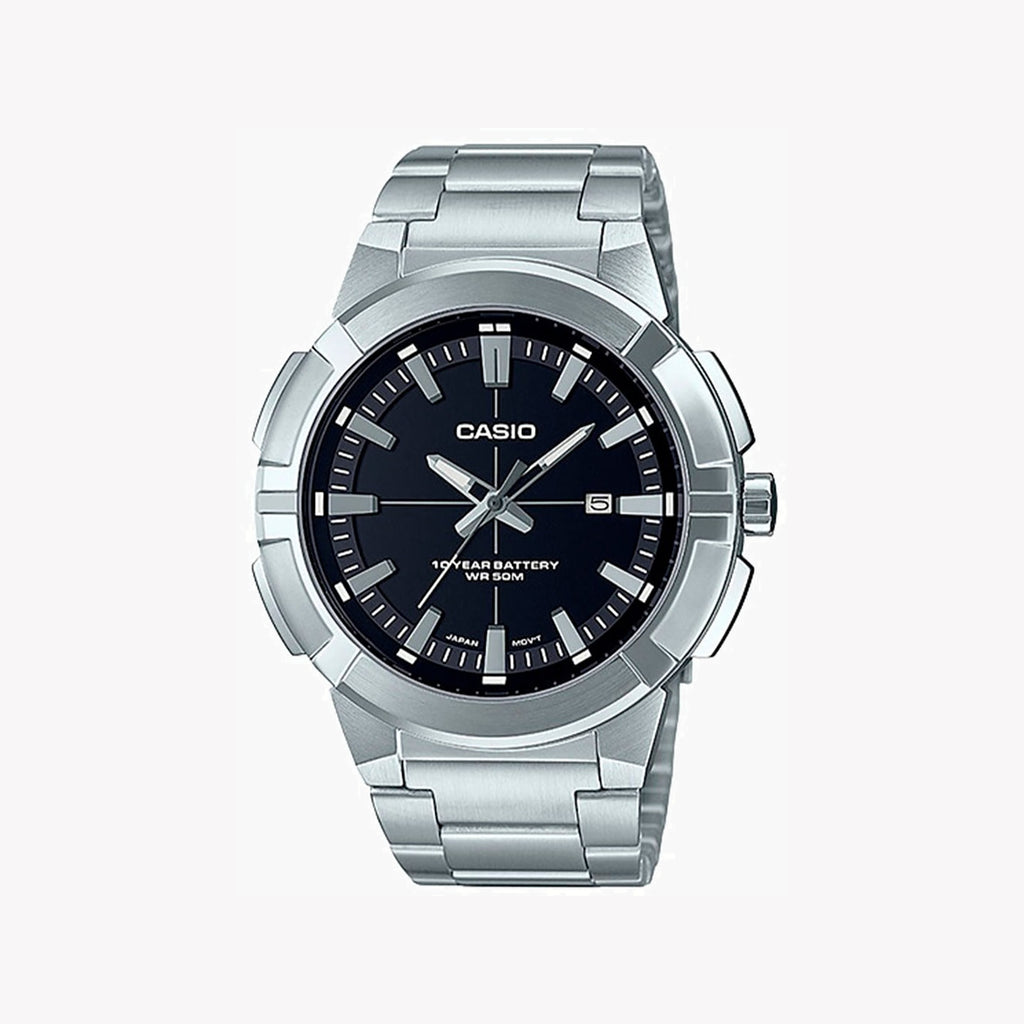 CASIO MTP-E172D-1AVDF ELEGANTLY TOUGH - MEN'S STAINLESS STEEL TIMEPIECE WITH BLACK DIAL