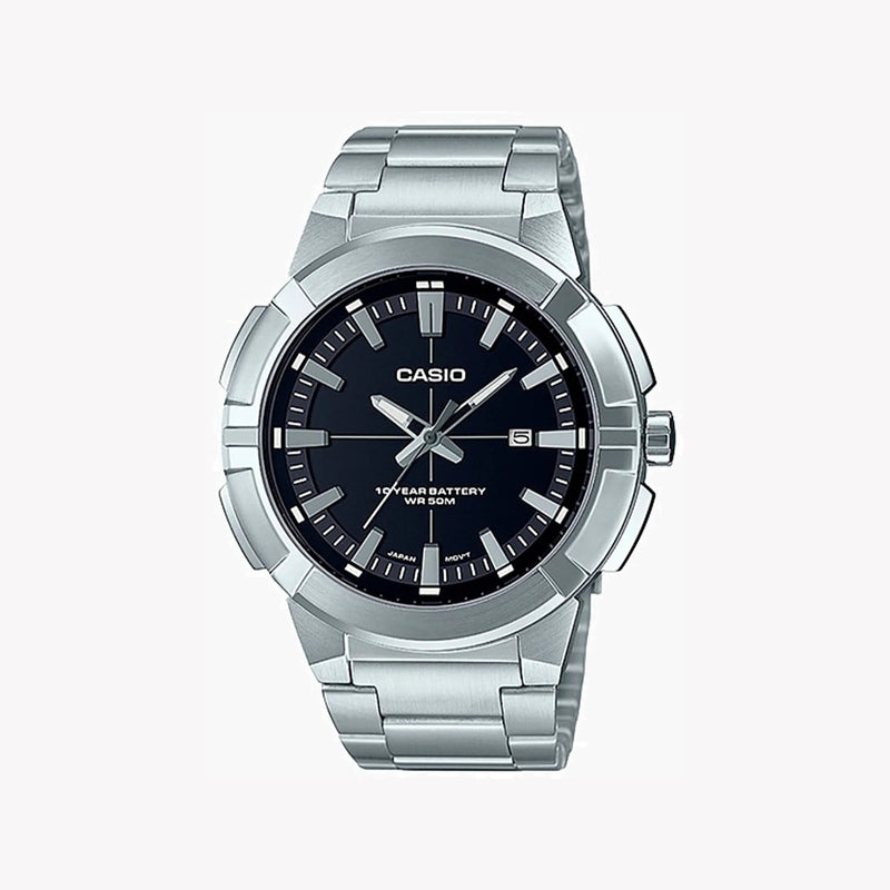 Casio Mtp-E172d-1avdf Elegantly Tough - Men's Stainless Steel Timepiece With Black Dial by i-watch
