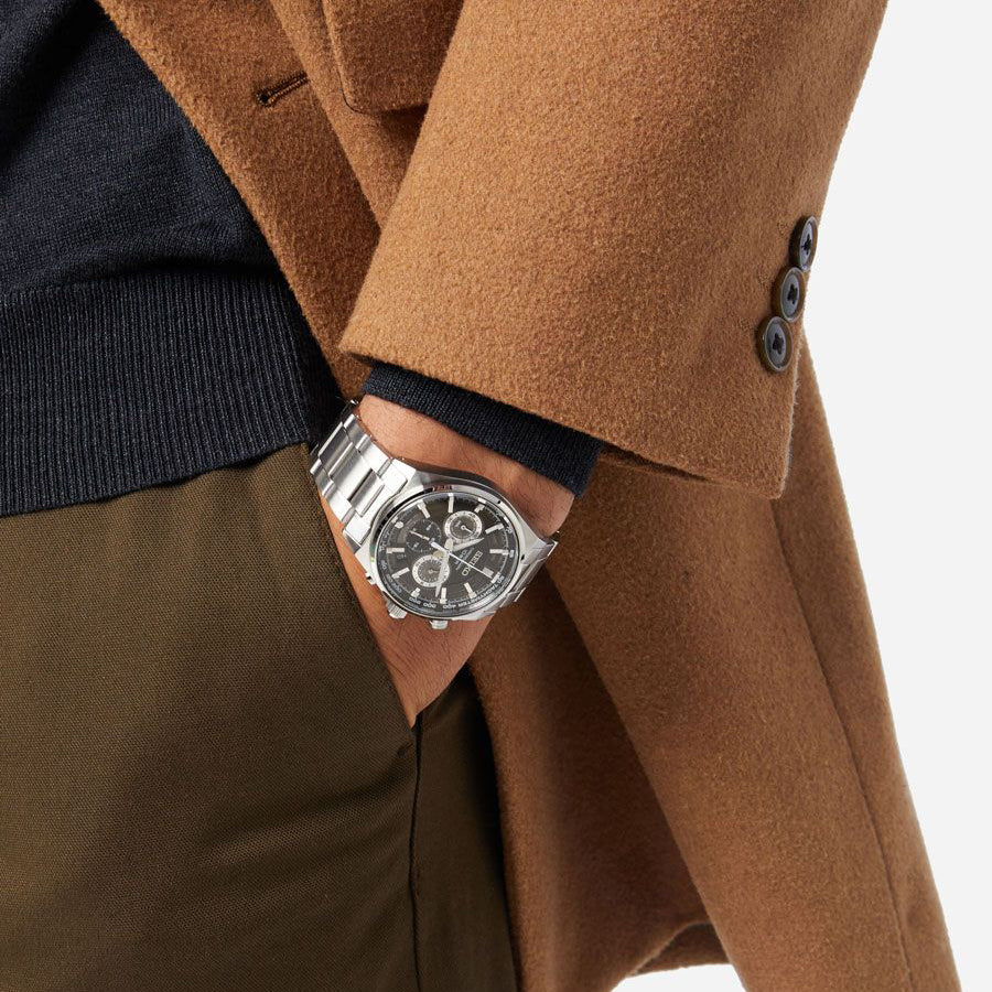 SEIKO SSB397P1 Men's 41mm Quartz Watch - Black Dial, Steel Case-i-Watch-3