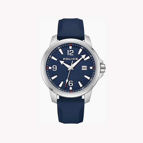 Police Men's Silver Stainless Steel, Blue Silicone | Pewjn0020901 by i-watch