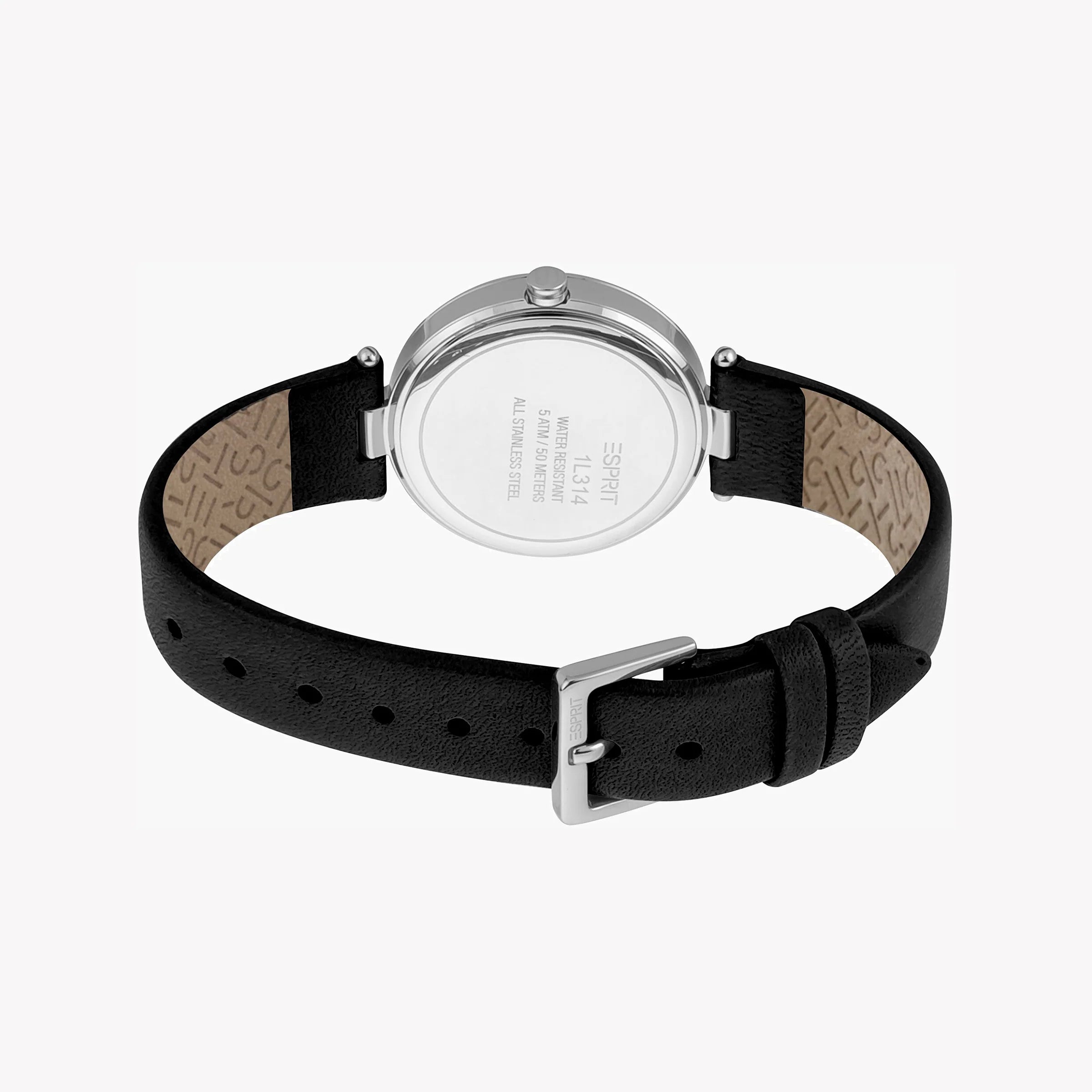ESPRIT Women's Watch with Silver Stainless Steel Case and Black Leather Band-i-Watch-3
