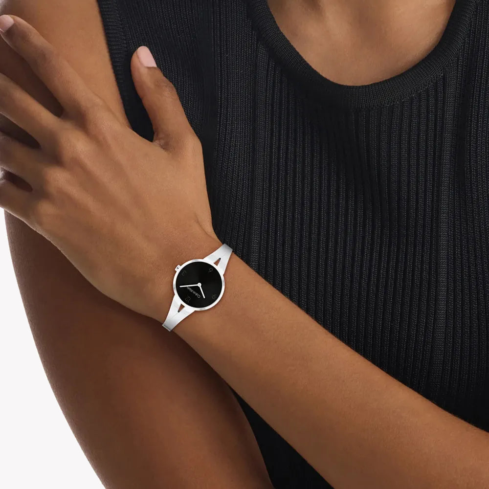 CK CALVIN KLEIN NEW COLLECTION - ELEGANT SILVER & BLACK TIMEPIECE FOR WOMEN-i-Watch-4