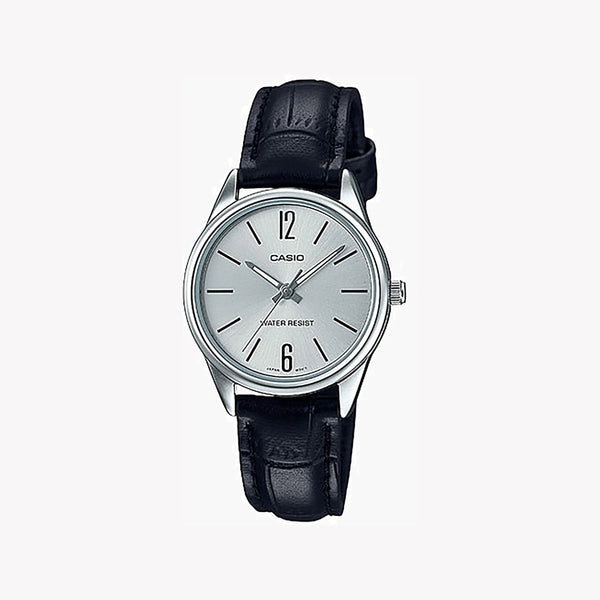Casio Women's Silver Watch, Black Leather Band | Ltp-V005l-7budf by i-watch