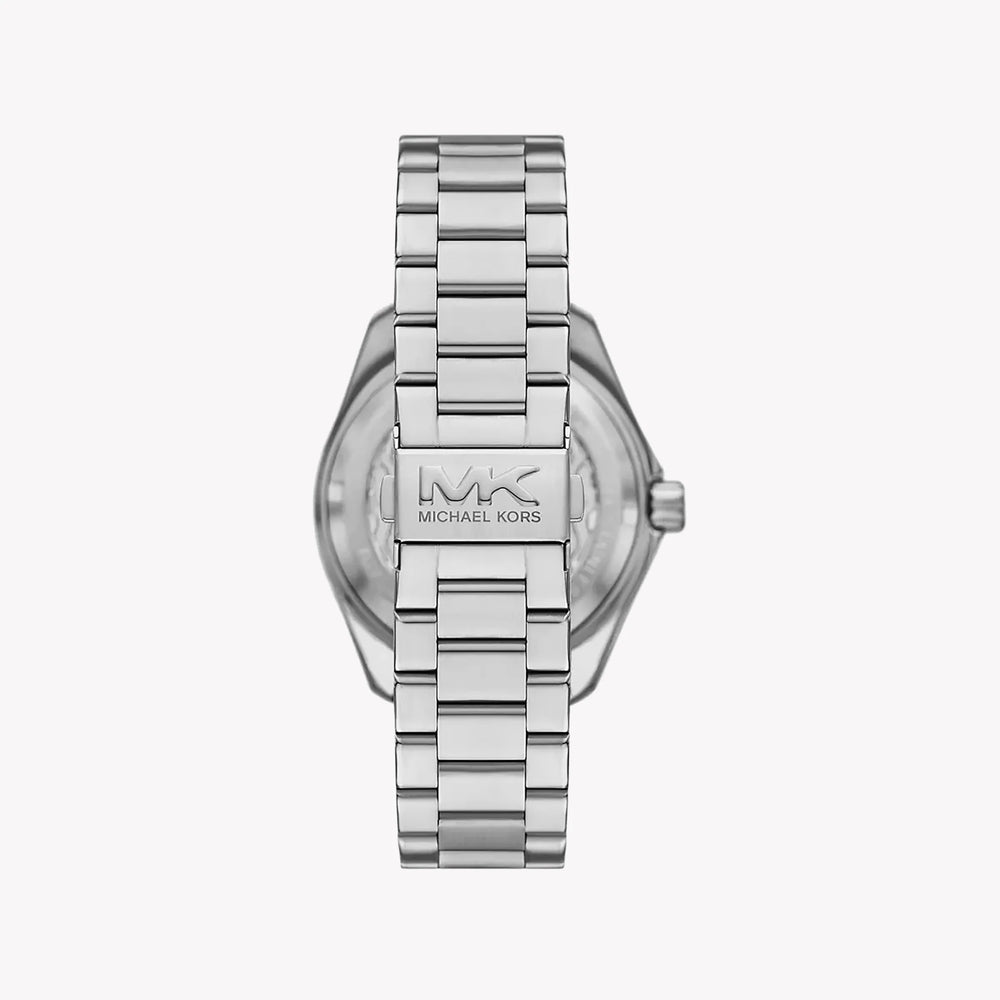 Michael Kors Men's Silver Stainless Steel Watch, Black Dial