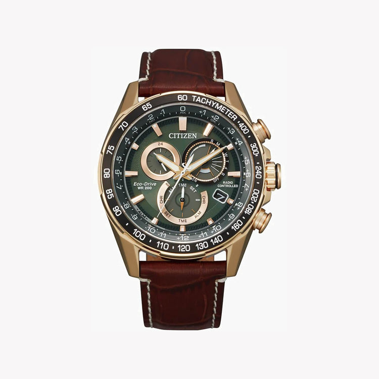 CITIZEN CB5919-00X - ELEGANT ADVENTURER MEN'S TIMEPIECE with Gold Stainless Steel & Brown Leather Band