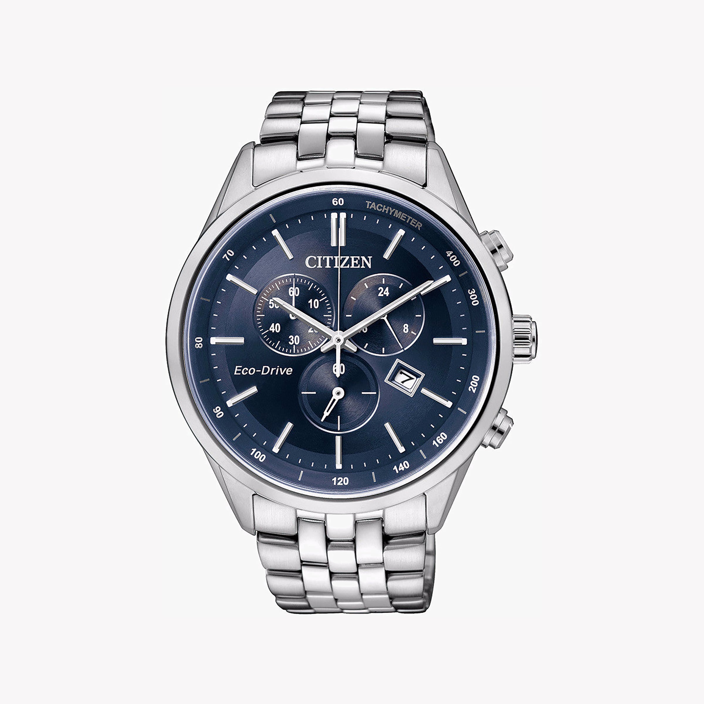 CITIZEN AT2141-52L SILVER DUAL-DIAL ECO-DRIVE CHRONOGRAPH - MODERN MENS TIMEPIECE