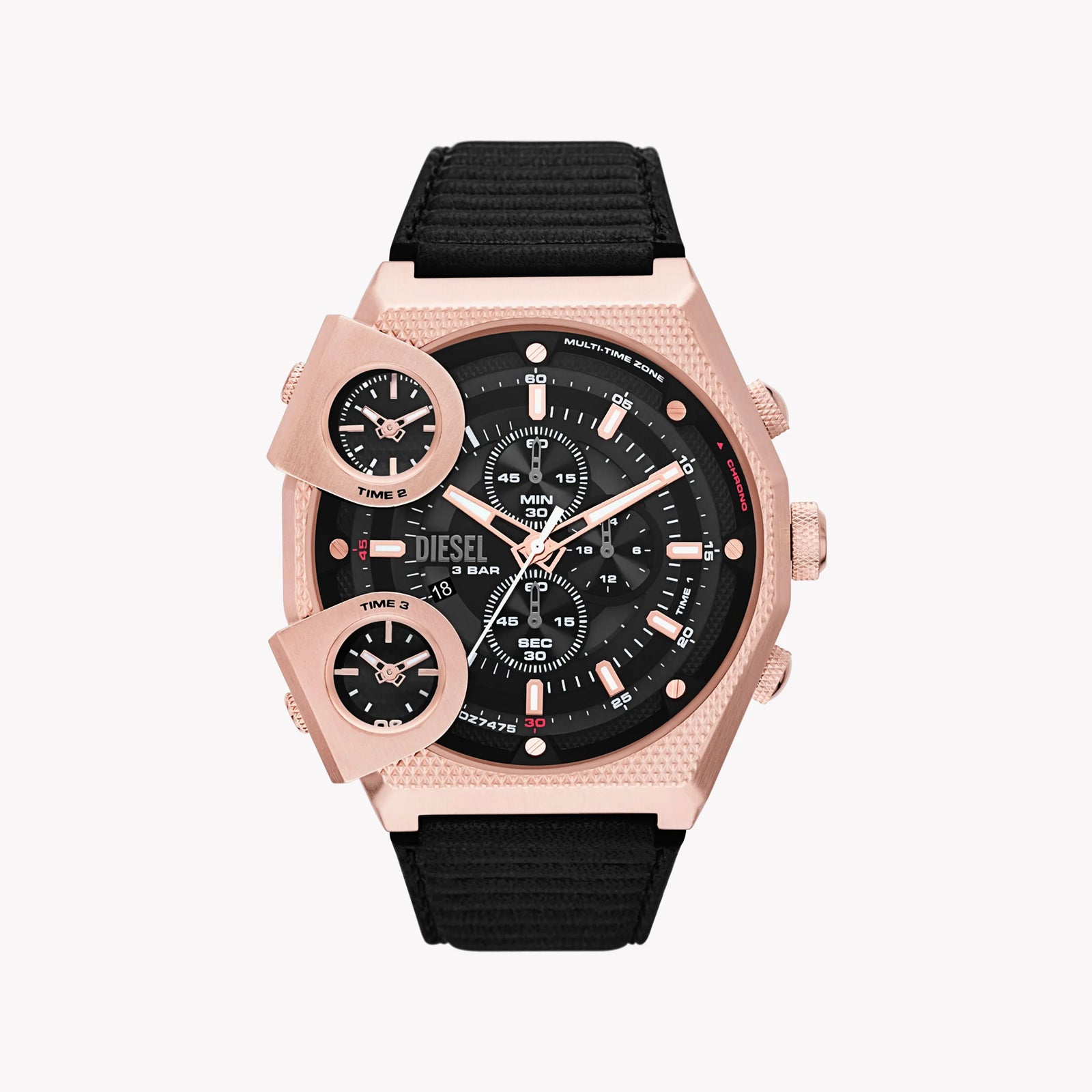Diesel Men's Rose Gold Watch, Black Leather Band | Dz7475 by i-watch