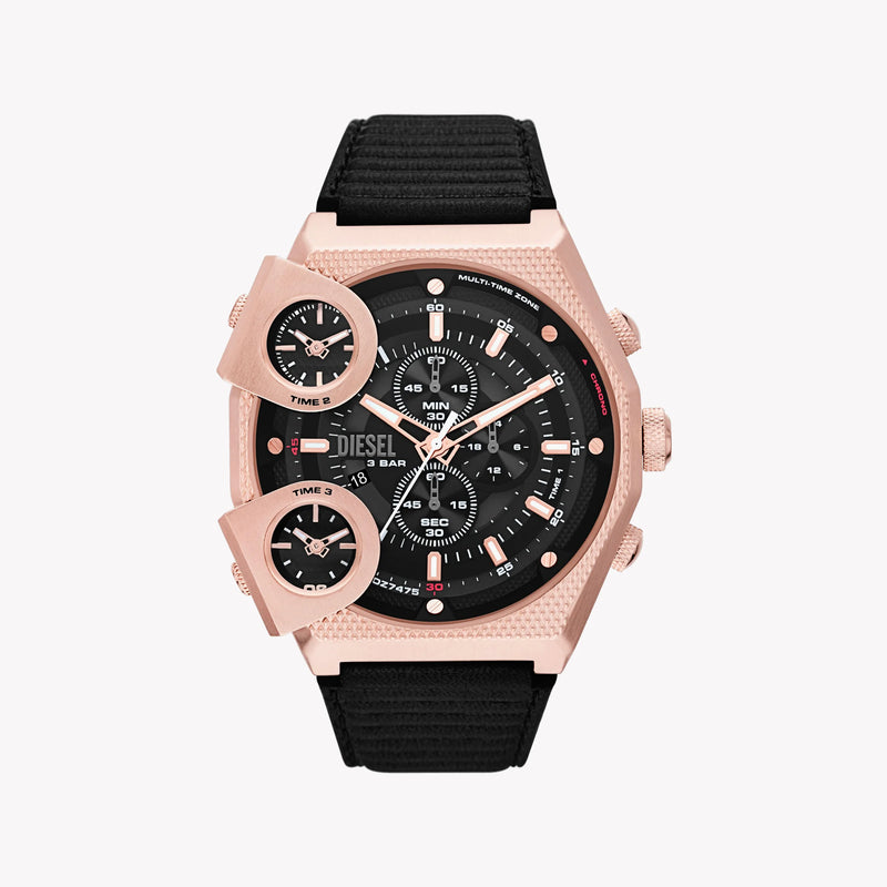 Diesel Men's Rose Gold Watch, Black Leather Band | Dz7475 by i-watch