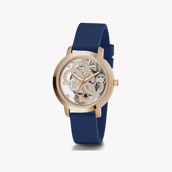 Guess Women's Rose Gold Watch, Blue Silicone Band | Gw0452l1 by i-watch