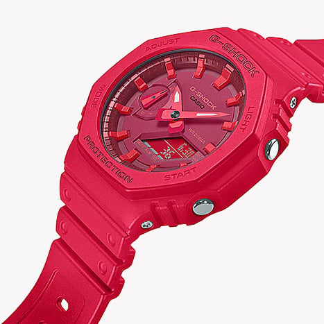 Casio Men's Red Resin Watch, Carbon Case | Ga-2100-4aer by i-watch
