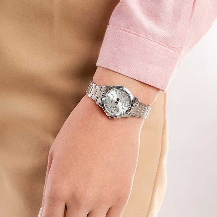 CASIO LTP-V004D-7B2UDF ELEGANTLY TIMELESS - CHIC SILVER WOMEN'S WATCH with Durable Stainless Steel Band