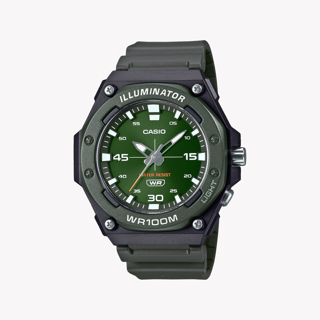 CASIO MW-620H-3AVDF BOLD UTILITY - BLACK RESIN MEN'S WATCH WITH GREEN DIAL-i-Watch-3