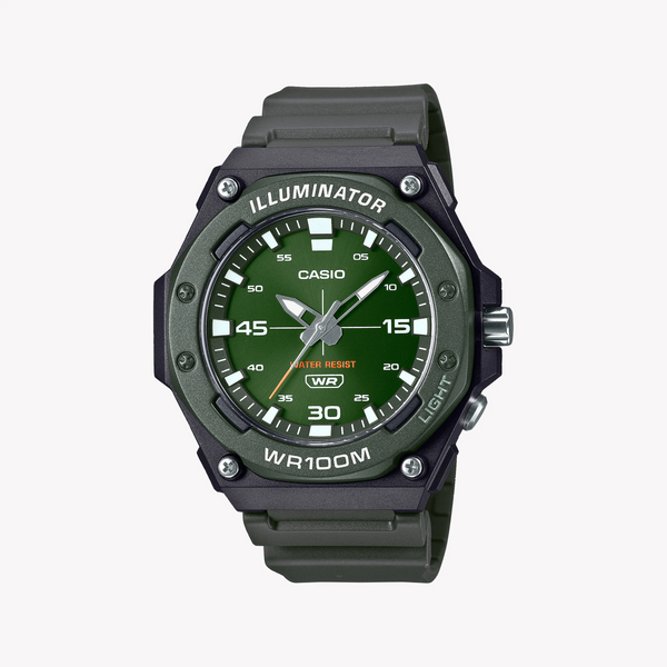 Bold Utility Men's Black Resin Watch, Green Dial | Mw-620h-3avdf by i-watch