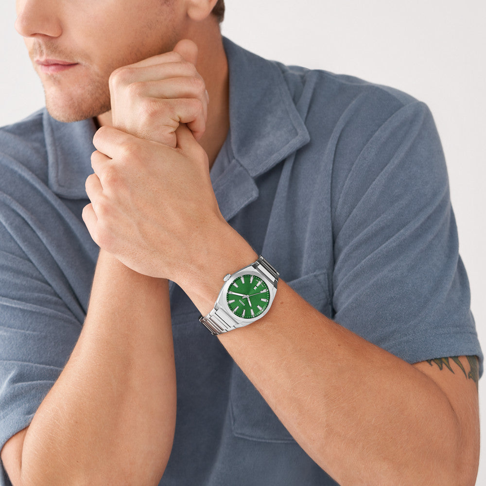 FOSSIL FS5983 TIMELESS ELEGANCE - SOPHISTICATED MEN'S WATCH WITH GREEN DIAL & STAINLESS STEEL BAND-i-Watch-4