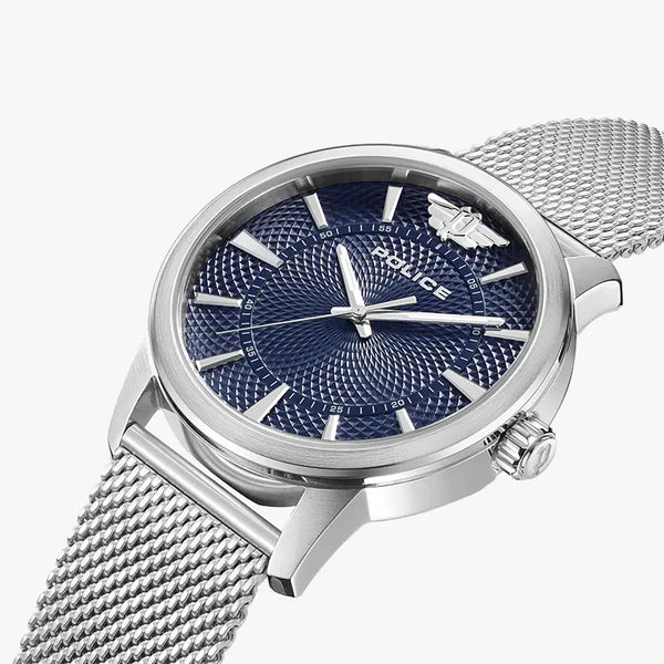 Police Men's Silver Stainless Steel Watch, Blue Dial | Pewjg0005004 by i-watch