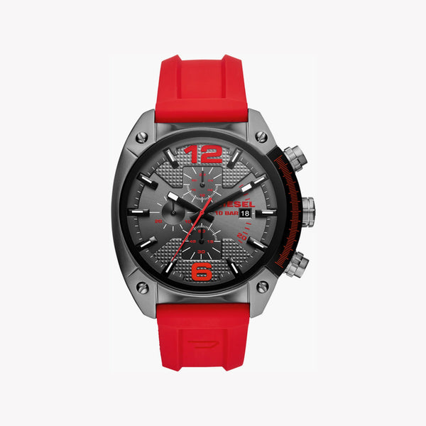 Diesel Men's Black & Red Silicone Watch, Black Dial | Dz4481 by i-watch