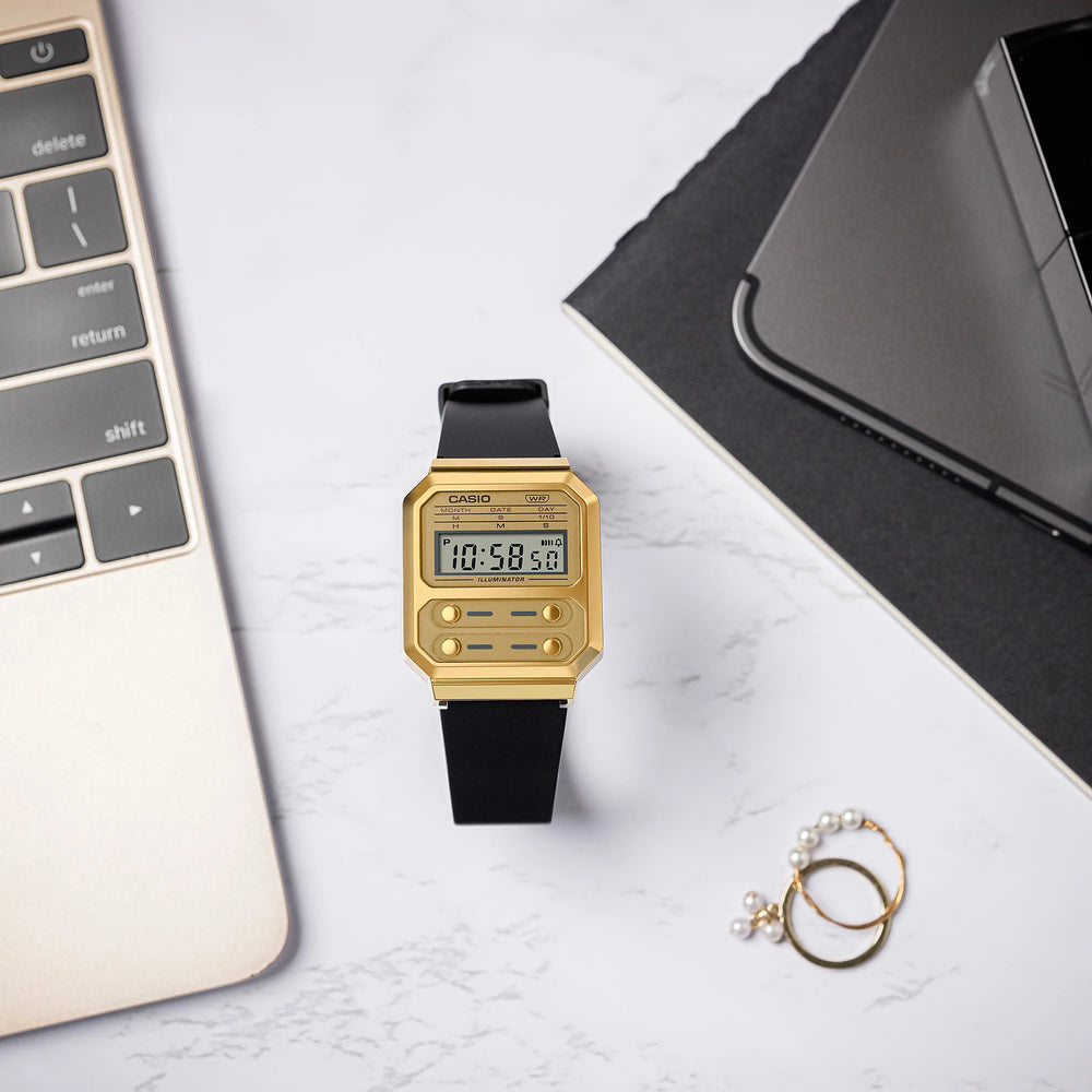 Casio Unisex Gold Mesh Watch, Digital Display | A100wefg-9aef by i-watch