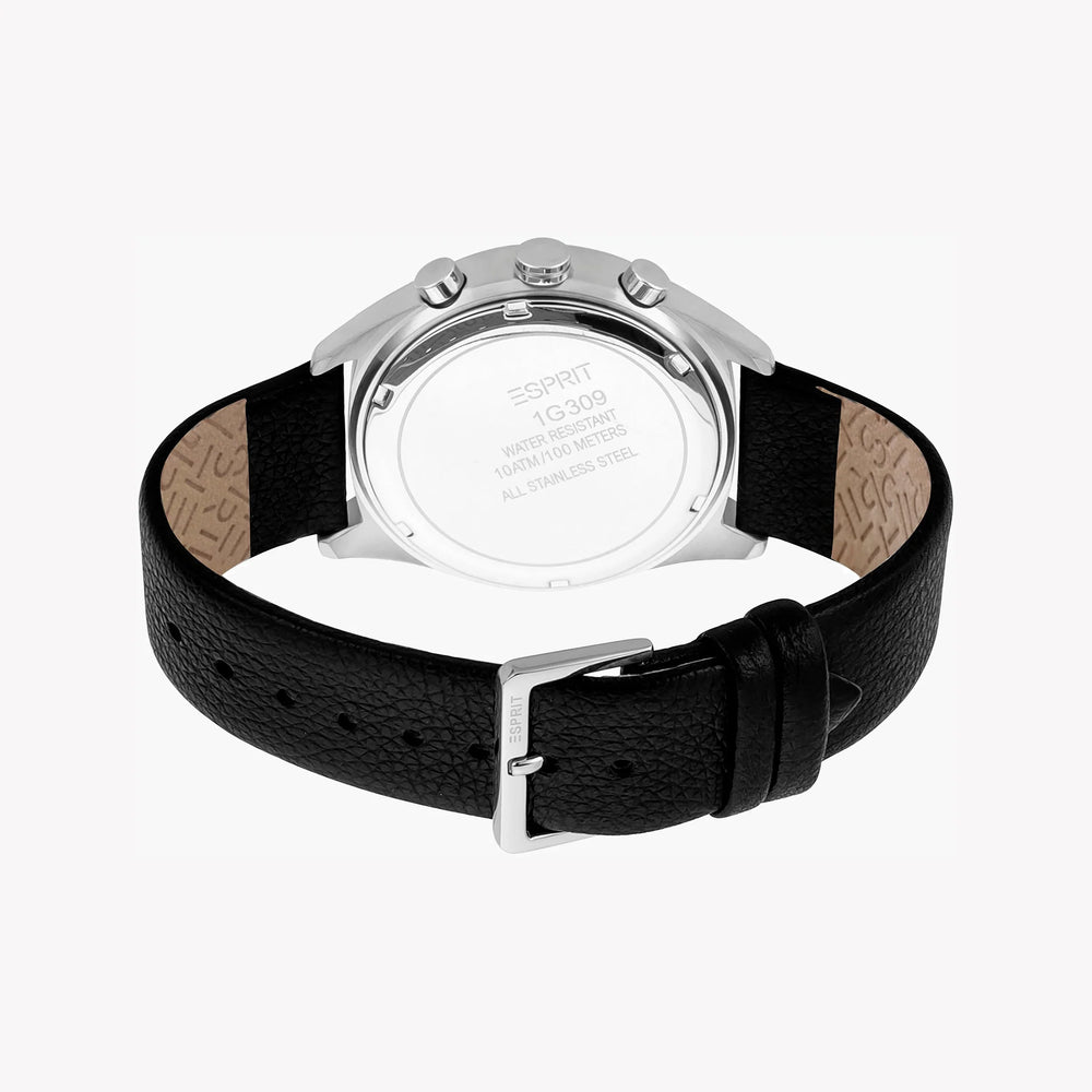 Esprit Men's Black Leather Watch, Black Dial | Es1g105m0075 by i-watch