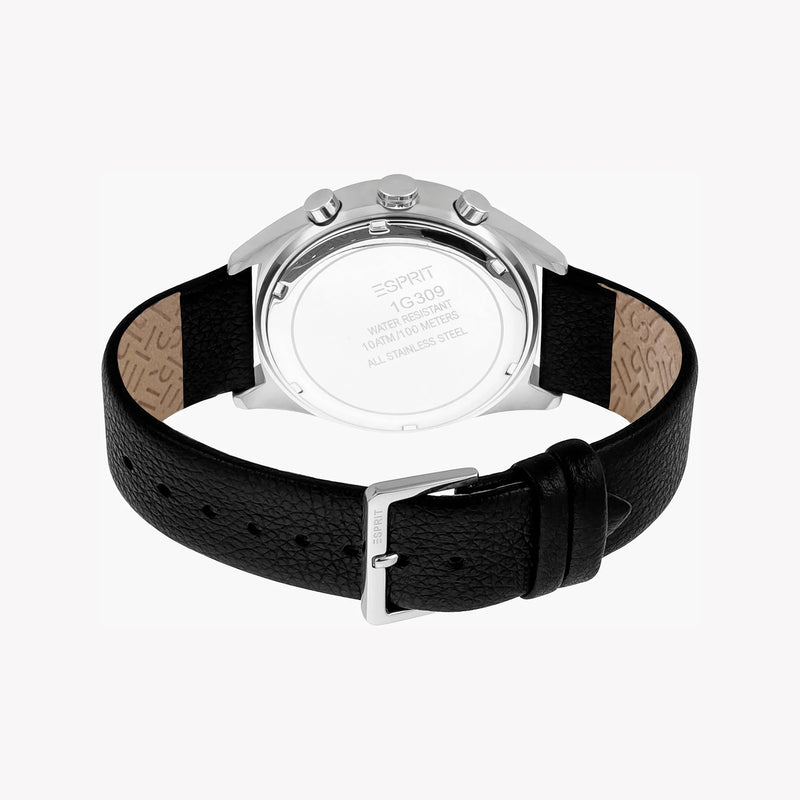 Esprit Men's Black Leather Watch, Black Dial | Es1g105m0075 by i-watch