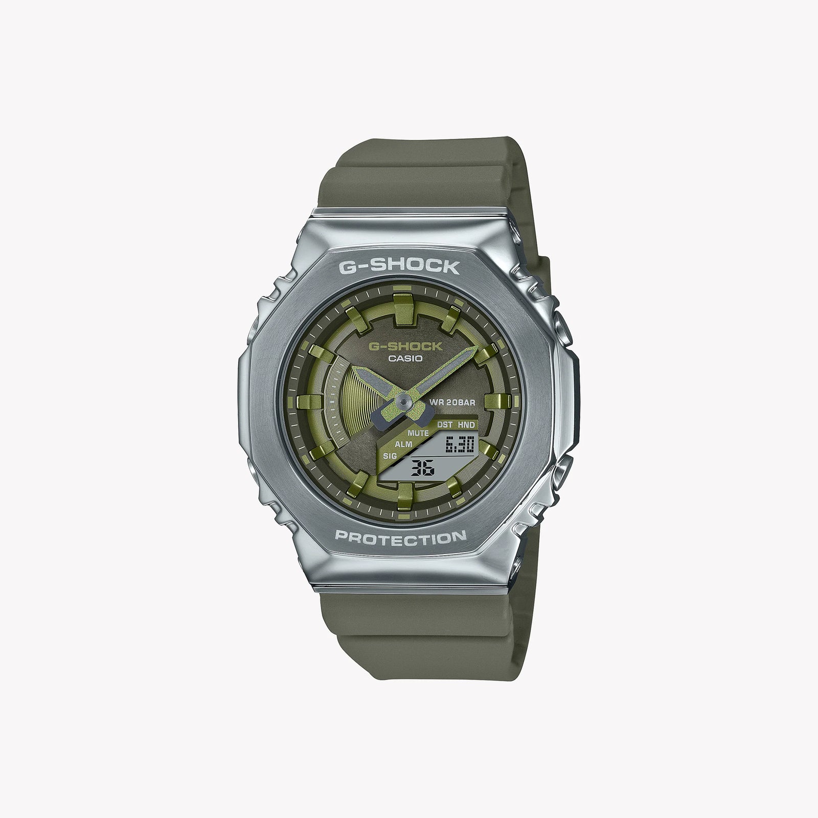 Casio G-Shock Men's Silver & Green Watch, Resin & Steel | Gm-S2100-3aer by i-watch