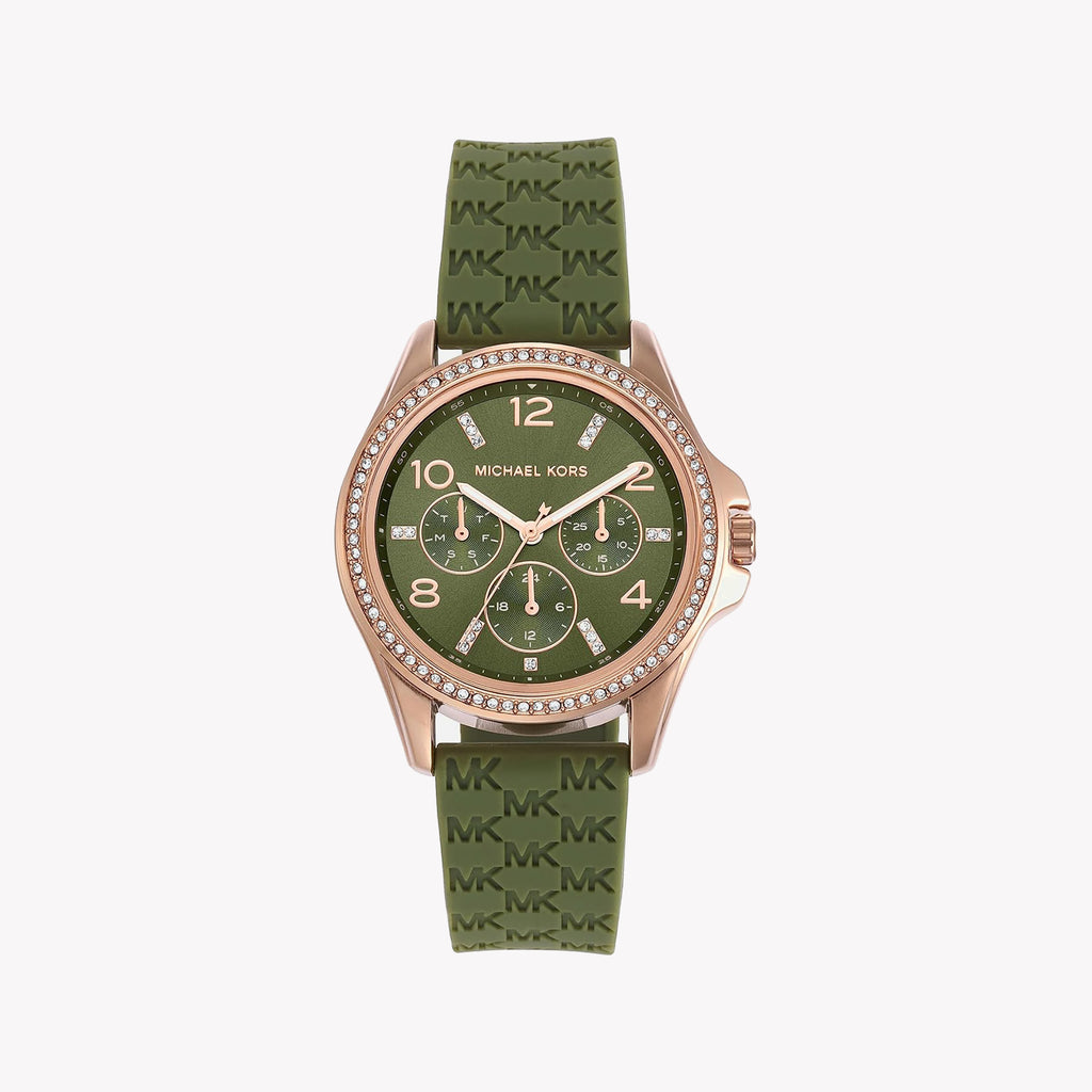MICHAEL KORS MK7421 - BOLD CHARM ROSE GOLD & GREEN WOMEN'S WATCH