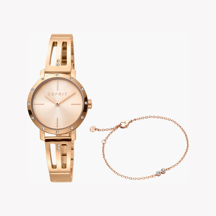 ESPRIT Women's Watch with Rose Gold Stainless Steel Case and Rose Gold Stainless Steel Band