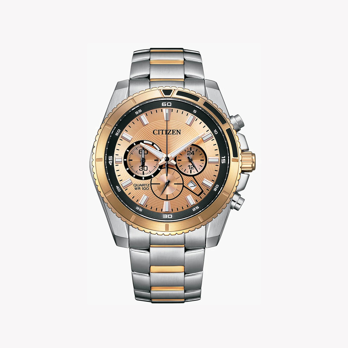 CITIZEN AN8204-59X - MODERN ELEGANCE MEN'S CHRONOGRAPH WATCH WITH GOLD DIAL & STAINLESS STEEL BRACELET