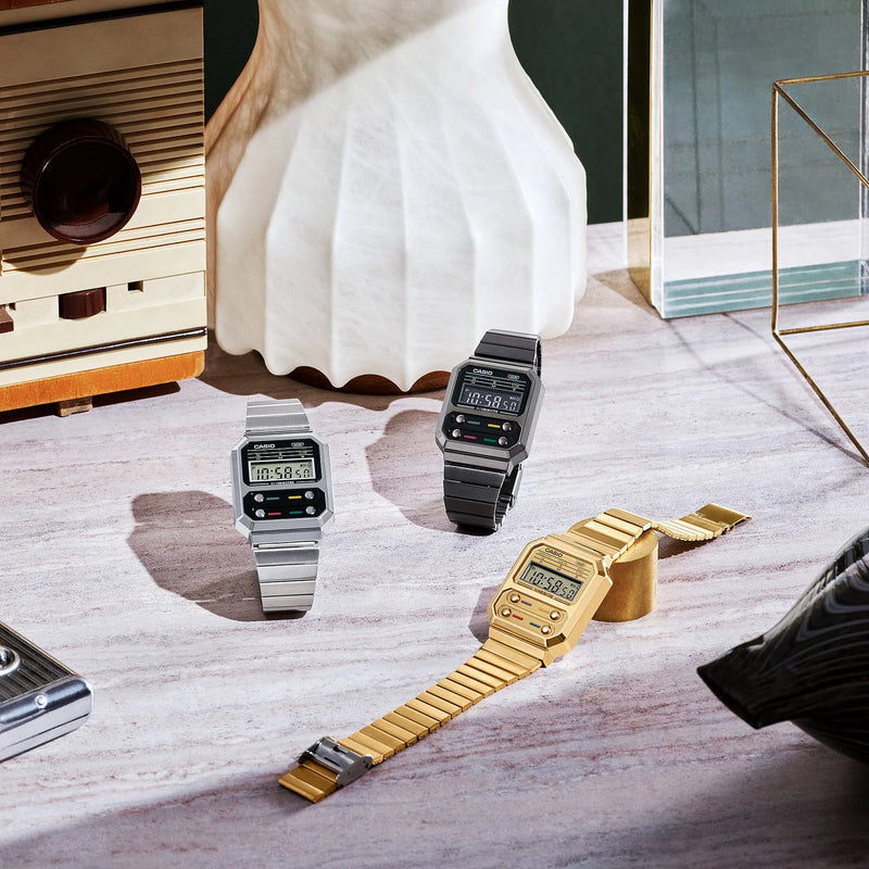 Casio Unisex Resin Watch, Gold & Silver | A100weg-9aef by i-watch