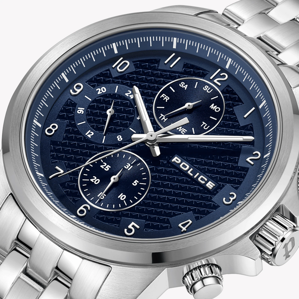 Police Men's Silver Watch, Blue Dial | Pewjk0021505 by i-watch