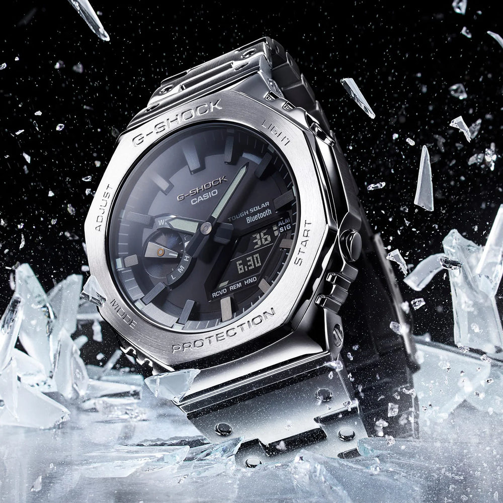 Casio Men's Silver Stainless Steel Watch, Black Dial | Gm-B2100d-1aer by i-watch