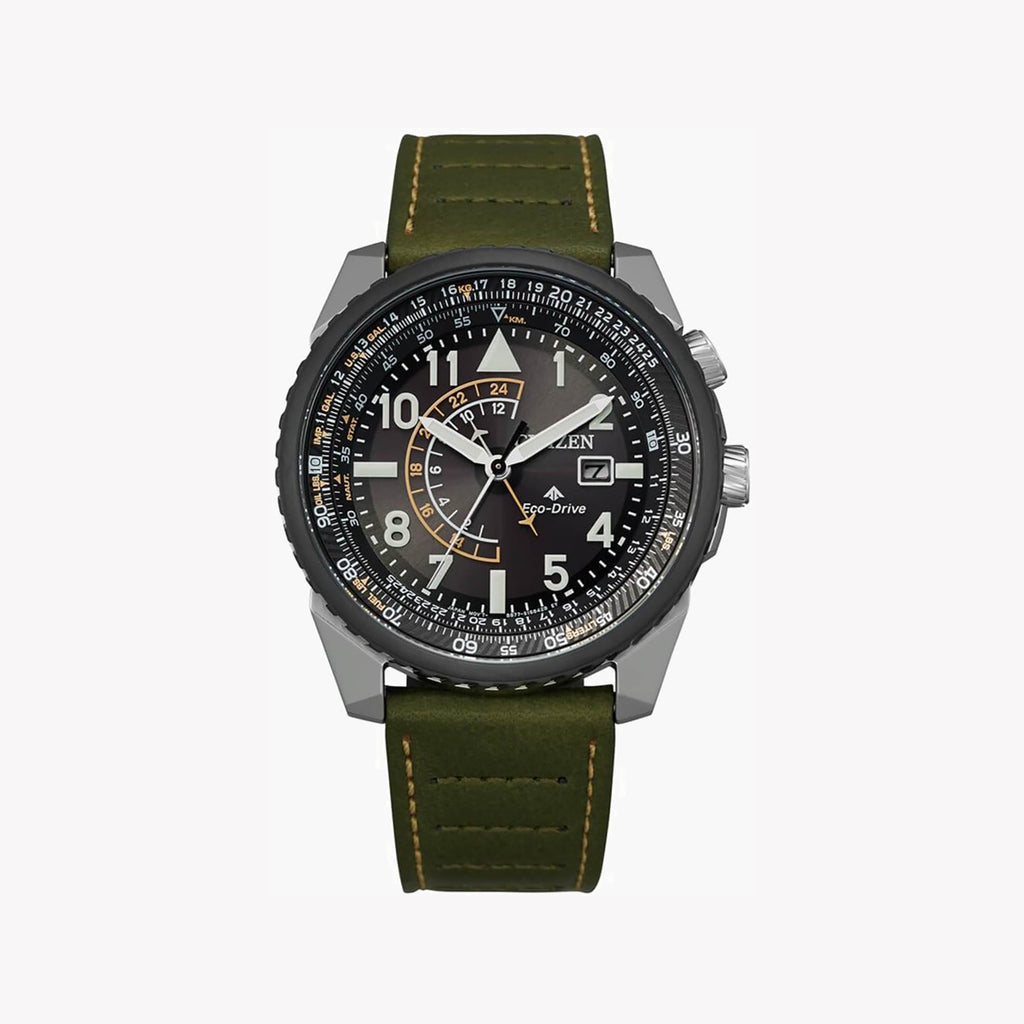 CITIZEN BJ7138-04E - BOLD SOPHISTICATION MEN'S TIMEPIECE WITH DUAL TIME DISPLAY & BLACK LEATHER STRAP