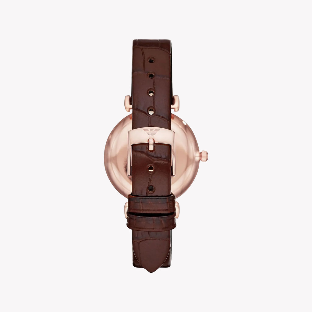 EMPORIO ARMANI AR11269 - RADIANT ROSE GOLD & BROWN LEATHER WOMEN'S WATCH-i-Watch-3