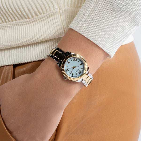 Guess Women's Gold & Silver Watch, Blue Dial | Gw0687l4 by i-watch