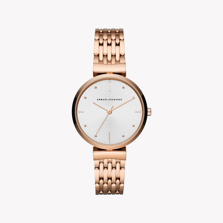Armani exchange rose gold watch ladies discount