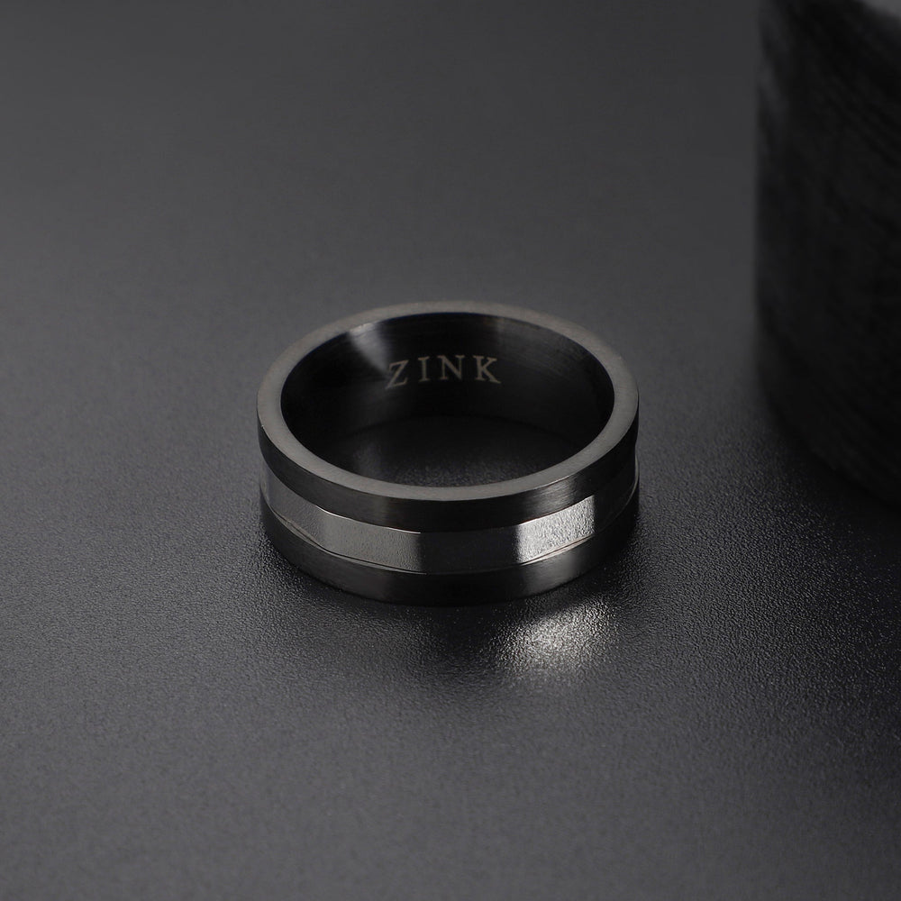 Zink Men's Black & Silver Stainless Steel Ring | Zjrg037s by i-watch