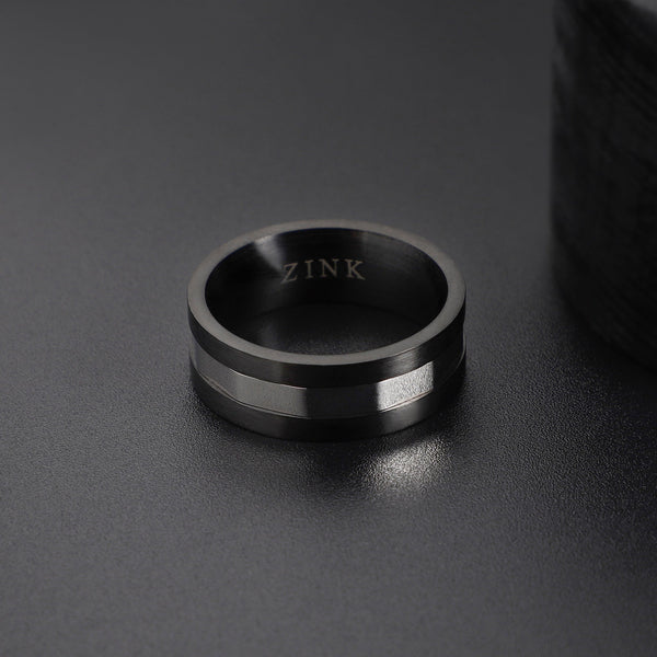 Zink Men's Black & Silver Stainless Steel Ring | Zjrg037s