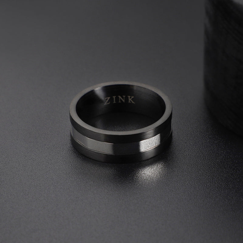 Zink Men's Black & Silver Stainless Steel Ring | Zjrg037s by i-watch