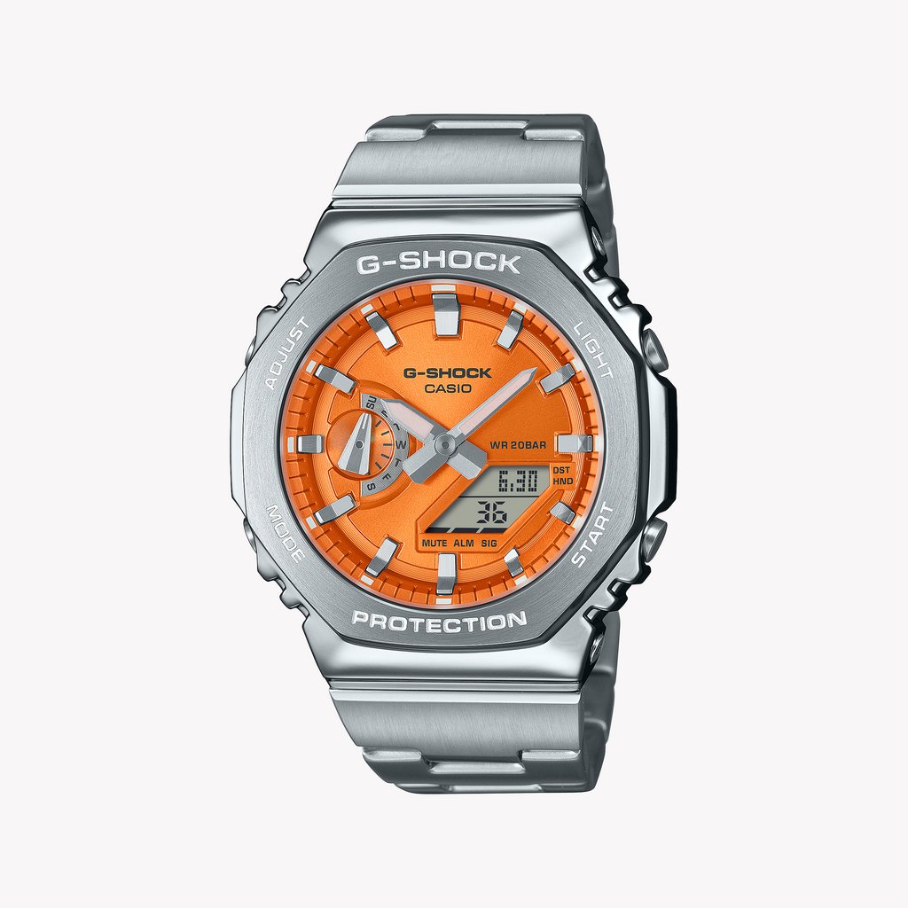 CASIO G-SHOCK GM-2110D-4AER - BOLD ADVENTURE SERIES Men's Watch with striking orange dial and stainless steel band