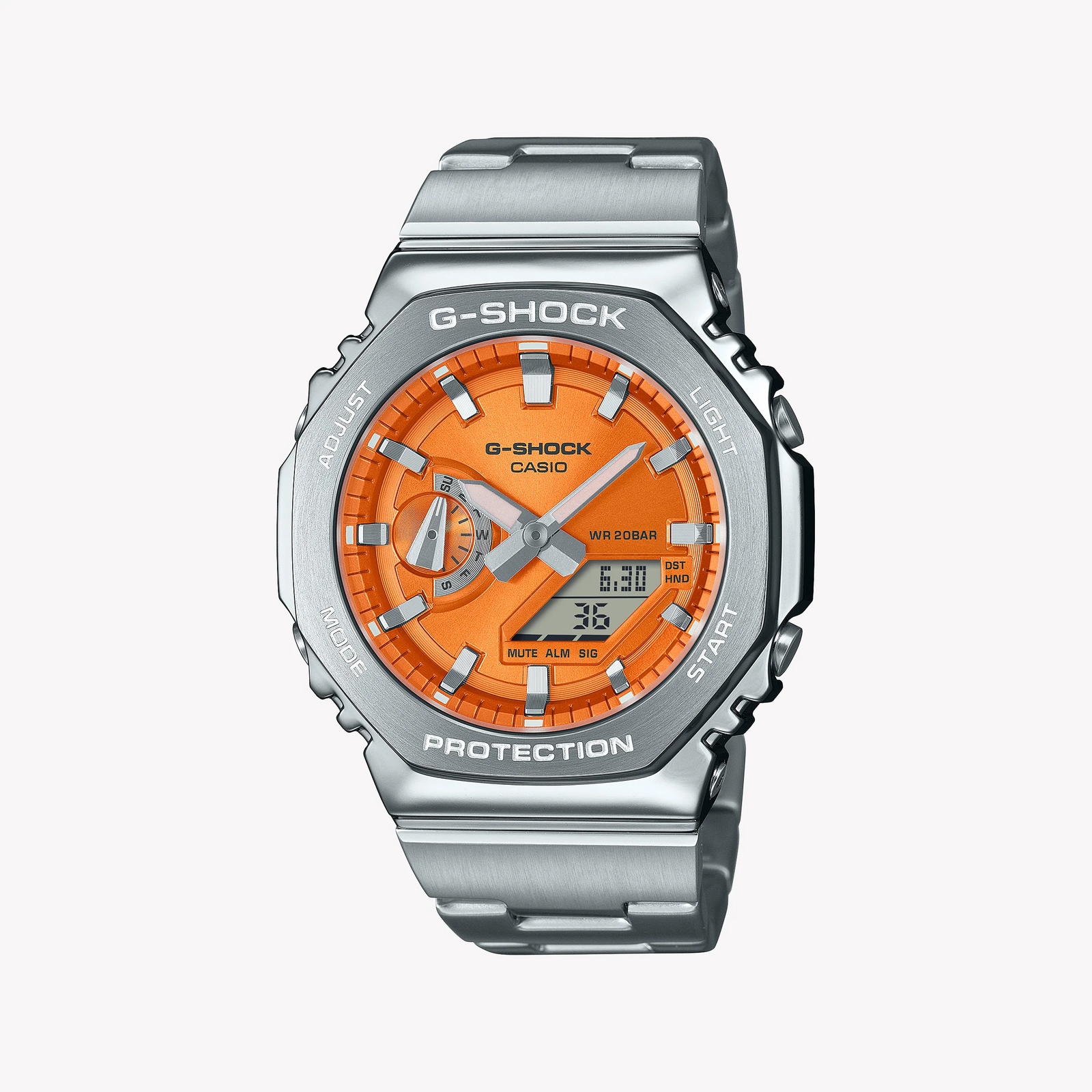 CASIO G-SHOCK GM-2110D-4AER - BOLD ADVENTURE SERIES Men's Watch with striking orange dial and stainless steel band
