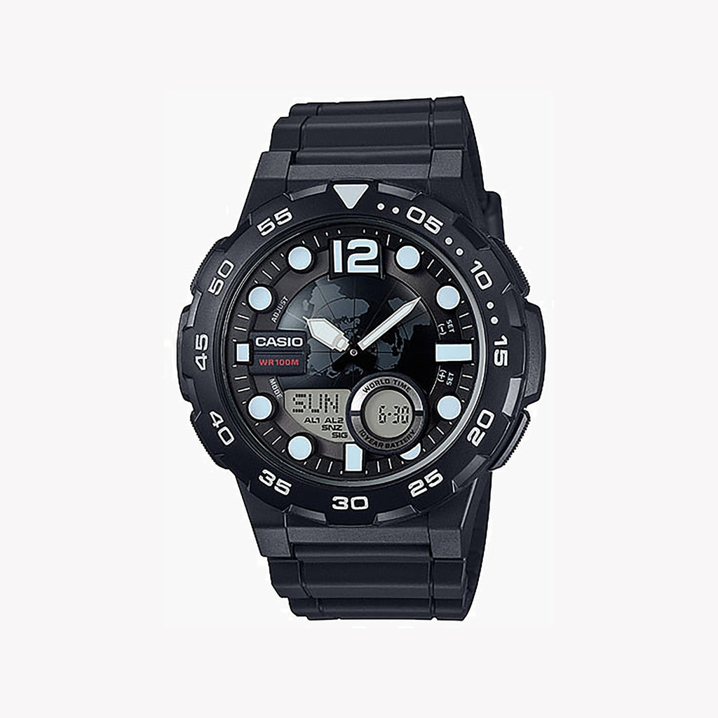 CASIO AEQ-100W-1AVDF ADVENTURE-READY - SPORTY BLACK RESIN MEN'S WATCH with Dependable Precision & 100m Water Resistance