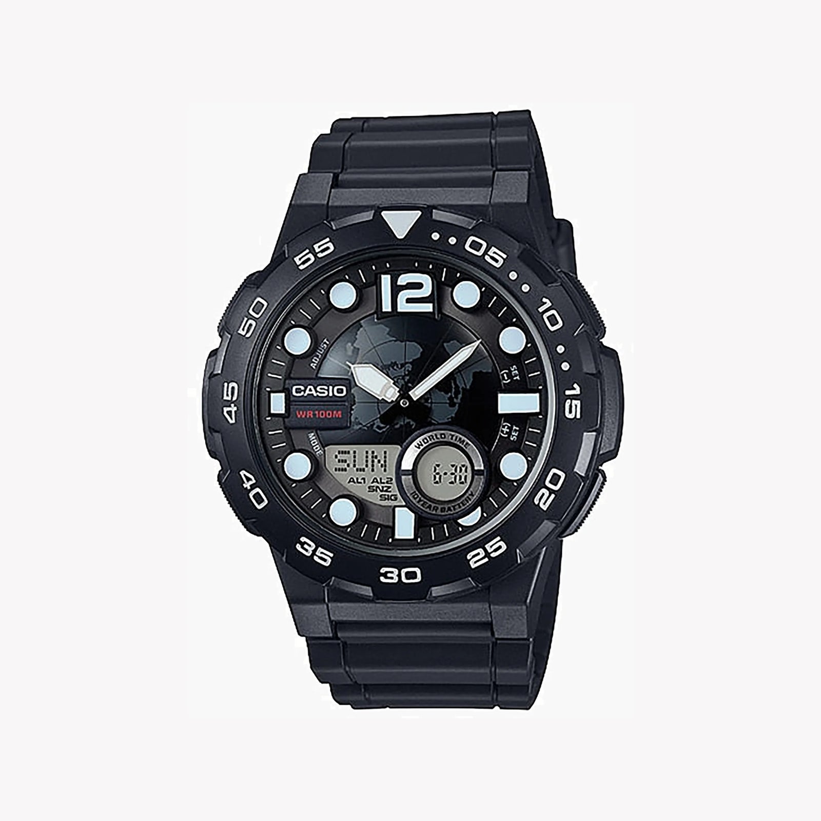 Casio Aeq-100w-1avdf Adventure-Ready - Sporty Black Resin Men's Watch With Dependable Precision & 100m Water Resistance by i-watch