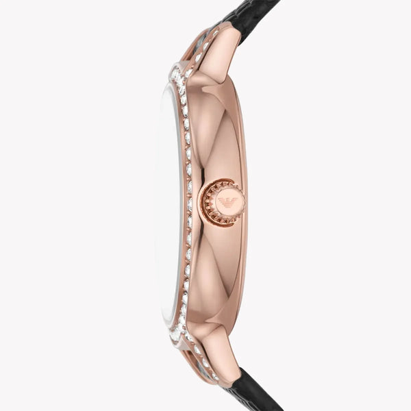 Emporio Armani Women's Rose Gold Watch, Black Leather | Ar11485 by i-watch