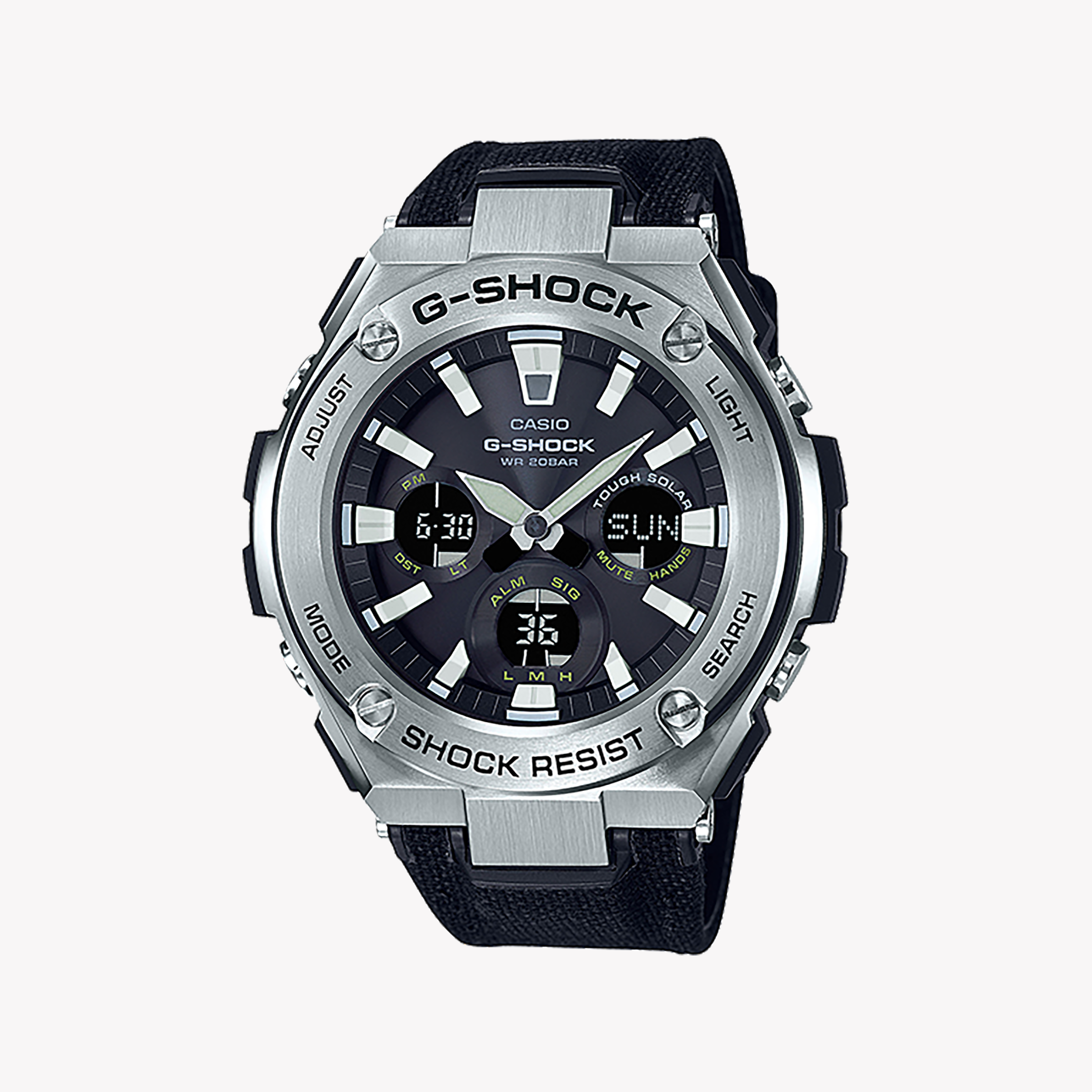 CASIO G-SHOCK GST-S130C-1ADR SPORTY ELEGANCE - MEN'S WATCH WITH STAINLESS STEEL CASE AND BLACK LEATHER BAND