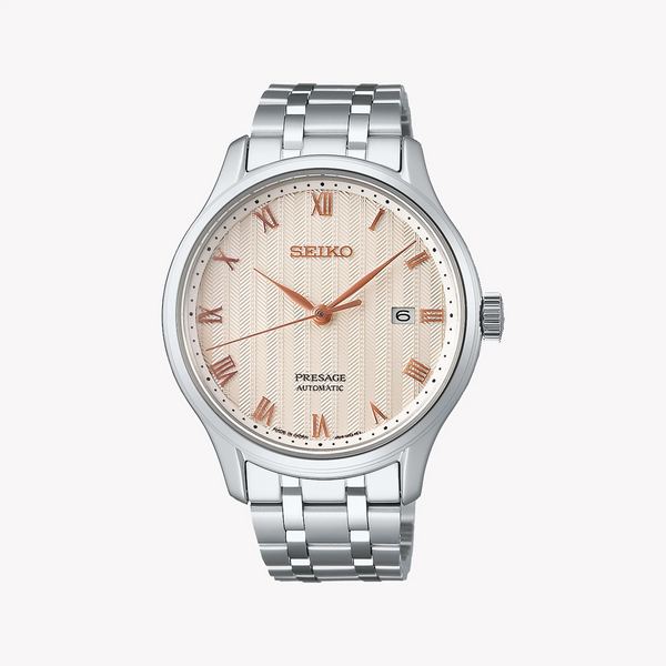 Seiko Men's Silver Stainless Steel, Pink Dial | Srpf45j1