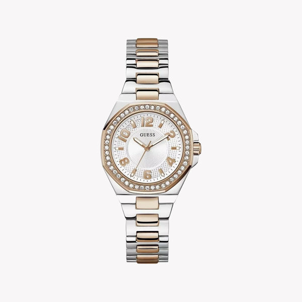 Guess Women's Silver & Rose Gold Watch, White Dial | Gw0877l4 by i-watch